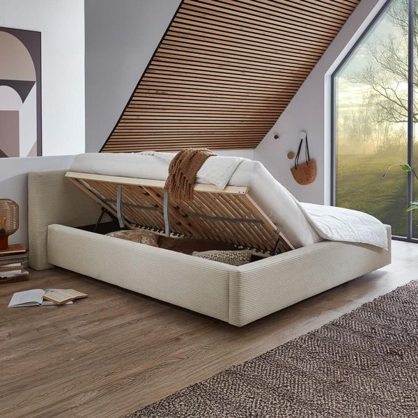 Polsterbett Dorisa Cord mit Bettkasten und Lattenrost