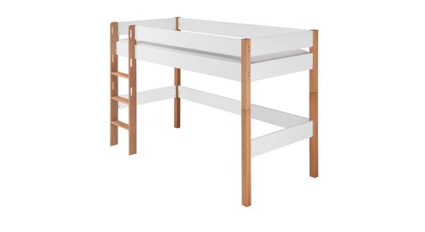 Midi-Hochbett Kids Nordic Buche teilmassiv mit Lattenrost