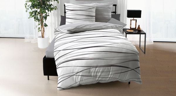 Feinbiber-Bettwäsche Swinging Grey
