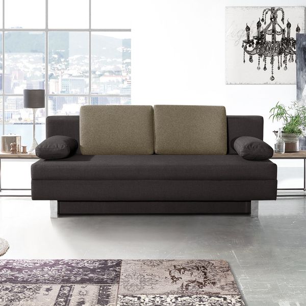 Schlafsofa Hill-Brook Webstoff mit Lattenrost und Bettkasten
