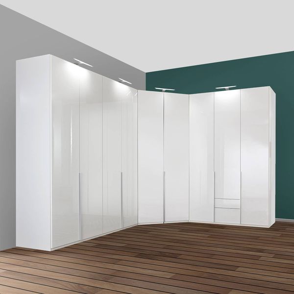 Eck-Kleiderschrank Esperia mit Beleuchtung