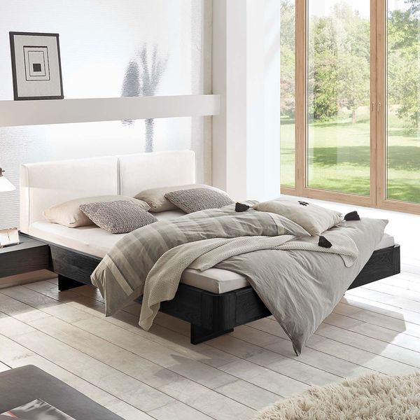 Bett Vallenar Eiche Massivholz Graphit