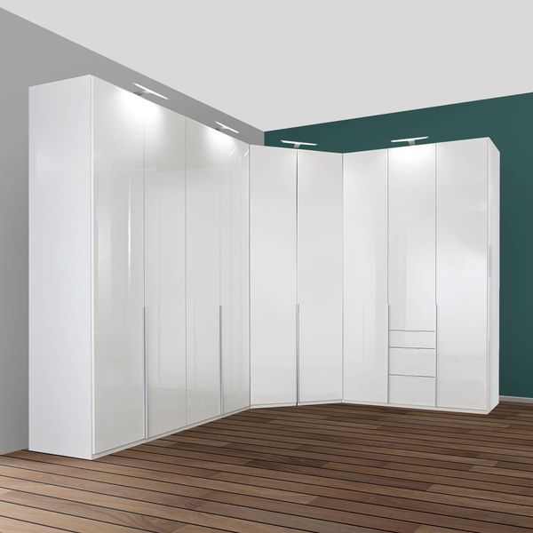 Eck-Kleiderschrank Esperia mit Beleuchtung