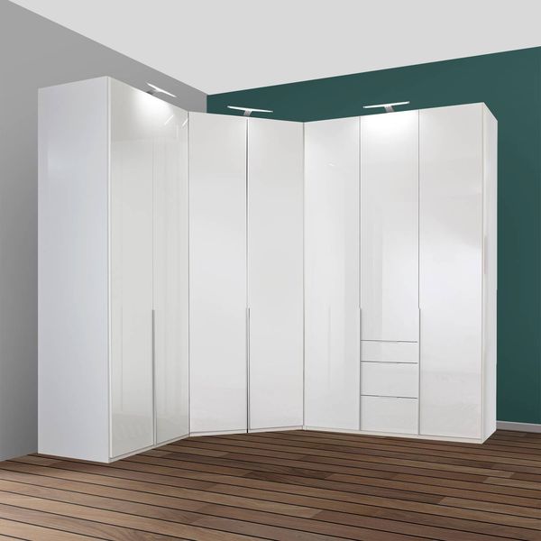 Eck-Kleiderschrank Esperia mit Beleuchtung