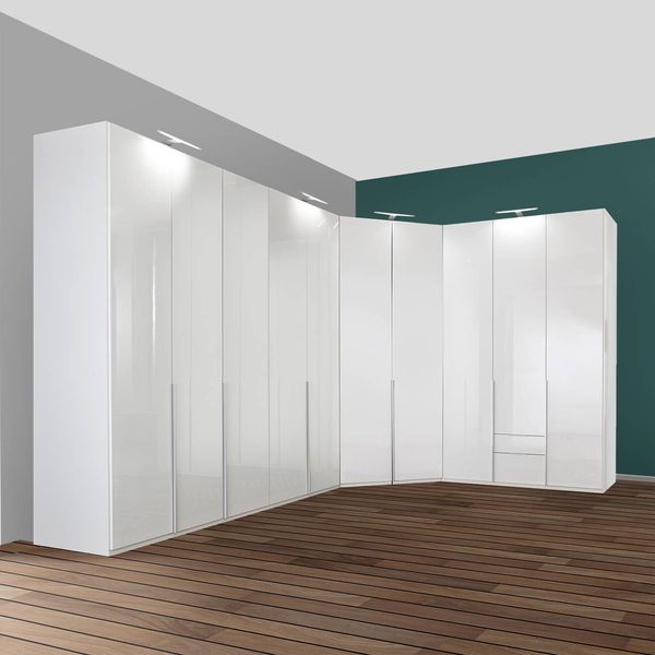 Eck-Kleiderschrank Esperia mit Beleuchtung
