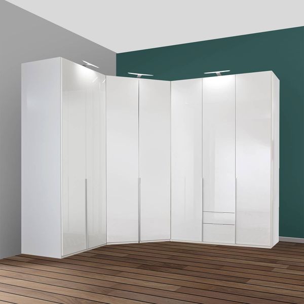 Eck-Kleiderschrank Esperia mit Beleuchtung