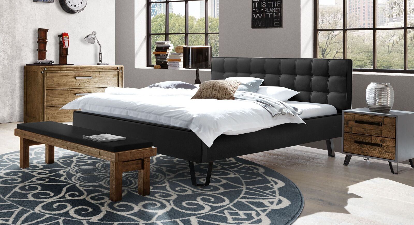 Modernes Bett Banvano mit gepolstertem Bettrahmen