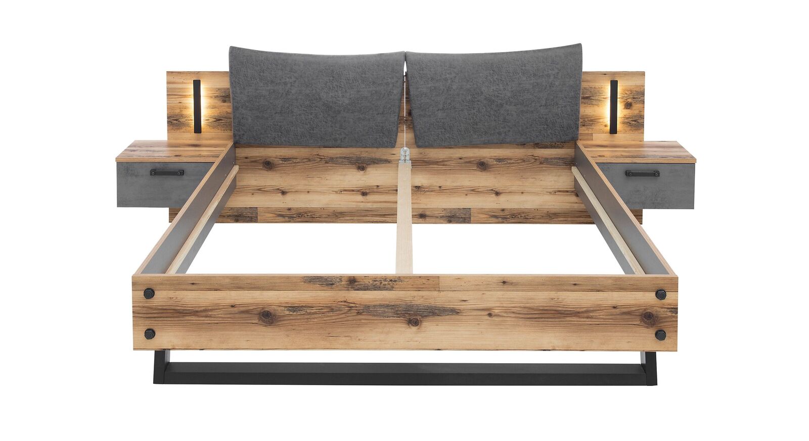 Design von Bett mit Nachttischen Rocca mit Beton-Dekor