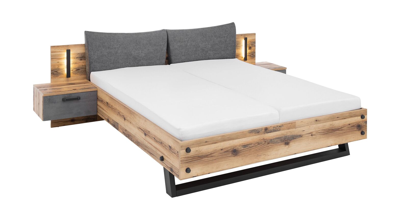 Design von Bett mit Nachttischen Rocca mit Deko-Schrauben
