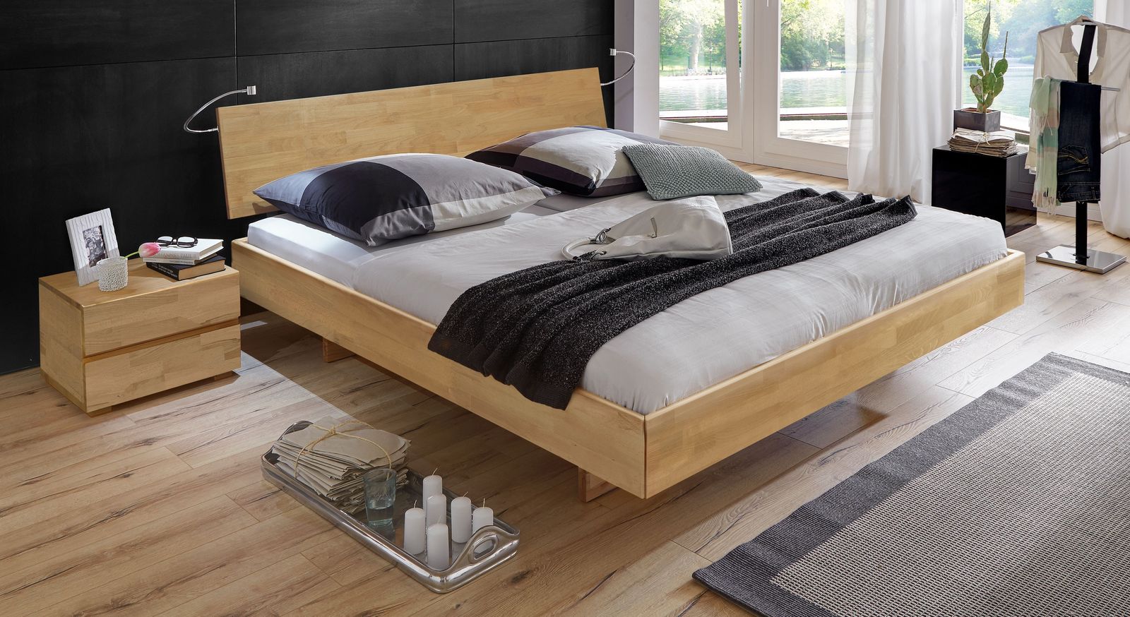 Buchen-Bett Rimini mit 38 cm Rahmenhöhe