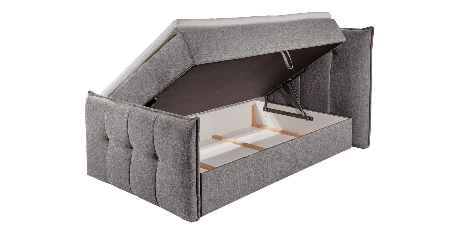 Bettkasten-Einzel-Boxbett Darcy mit Stauraum