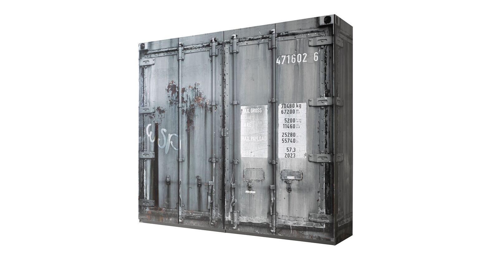 Drehtüren-Kleiderschrank Container in Grau