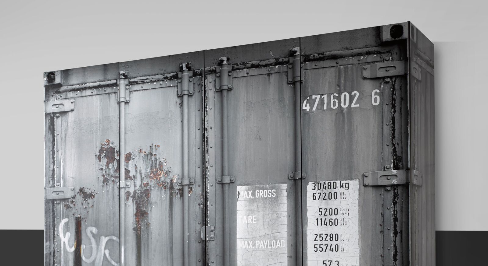 Drehtüren-Kleiderschrank Container in rustikalem Design
