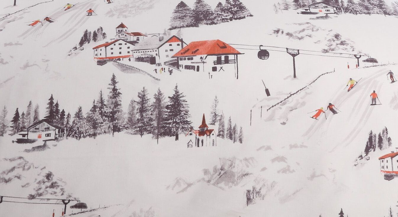 Feinbiber-Bettwäsche Winter-Season mit Ski-Motiv