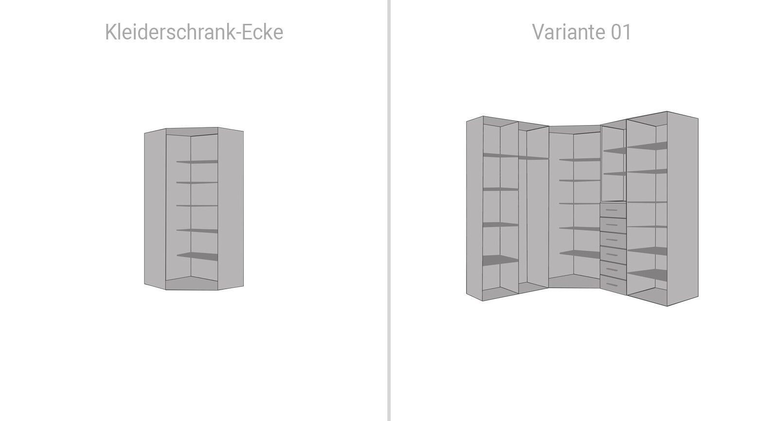 Innenaufteilung von Kleiderschrank-Ecke und Eck-Kleiderschrank Divisa Variante 01