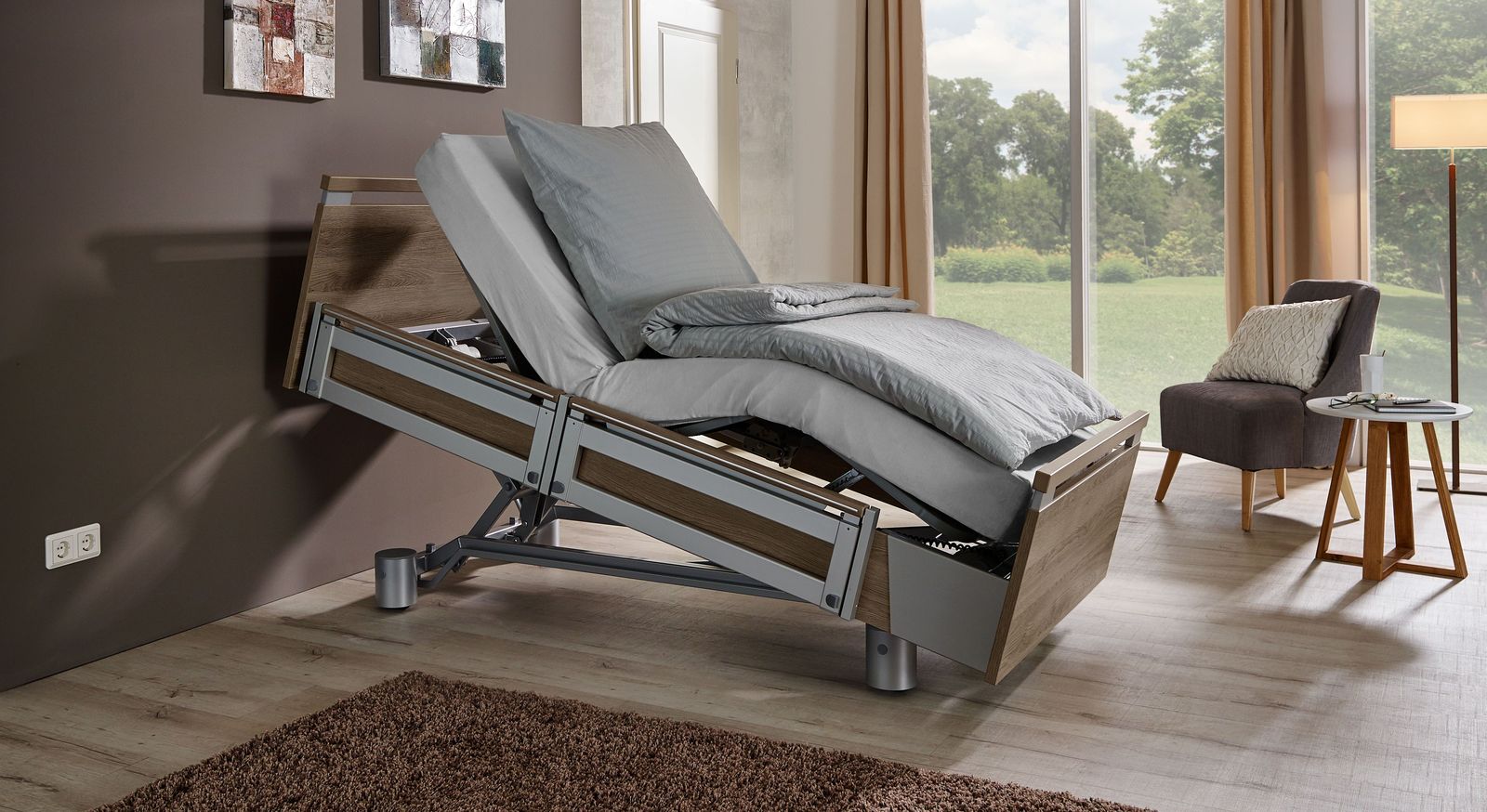 Stabiles Komfortbett mit Pflegebett-Funktion Usedom mit praktischer Verstellung