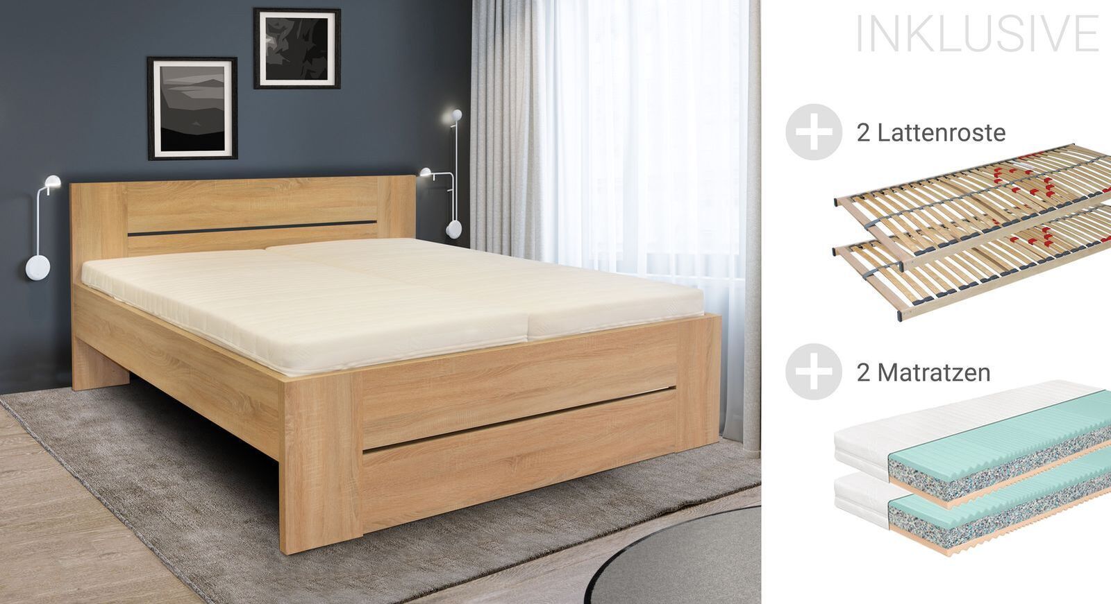Komplett-Bett Ellmau in 180x200 cm Doppelbettgröße