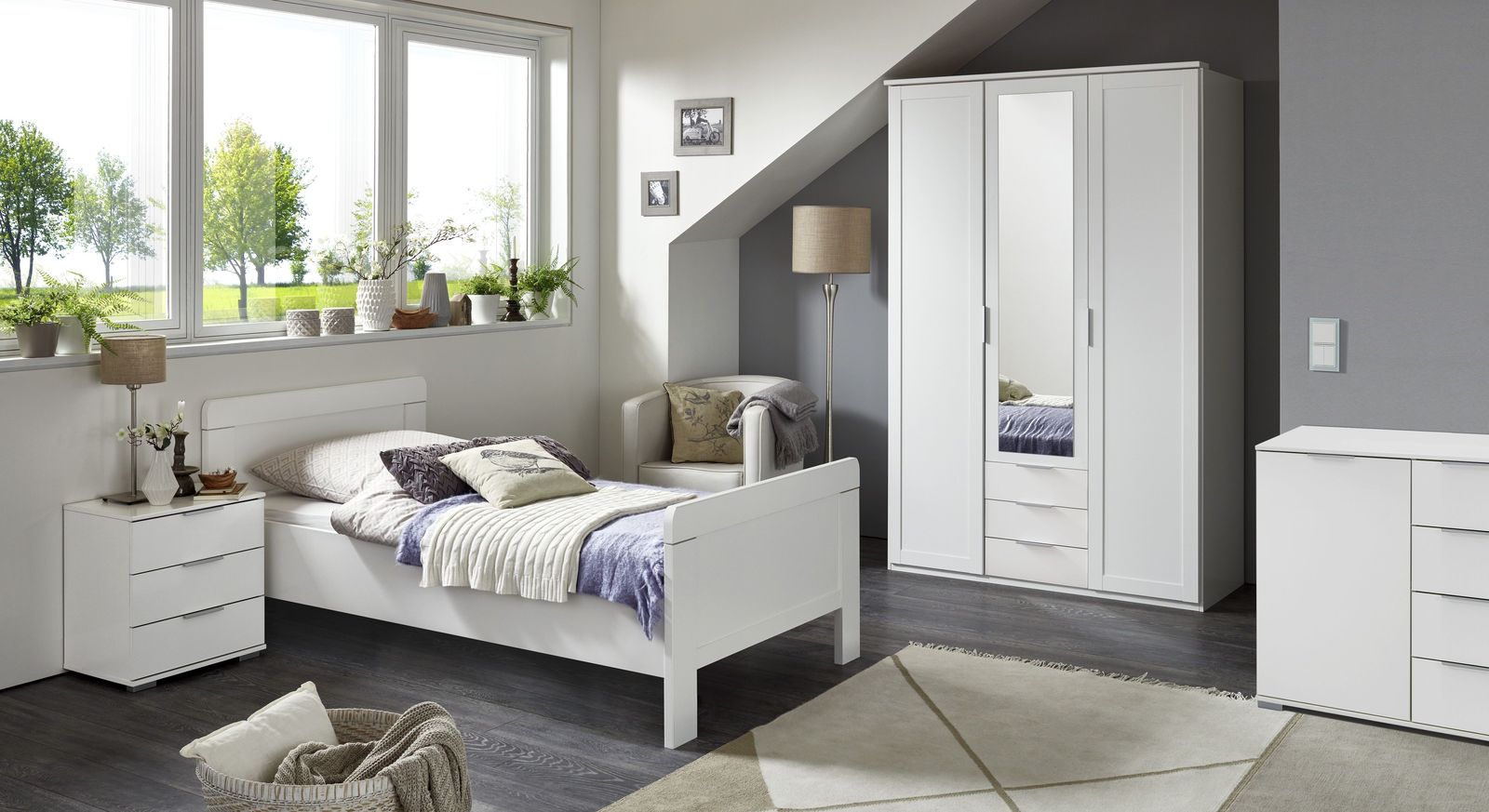 Komplett-Schlafzimmer Aradeo mit Komfort-Einzelbett
