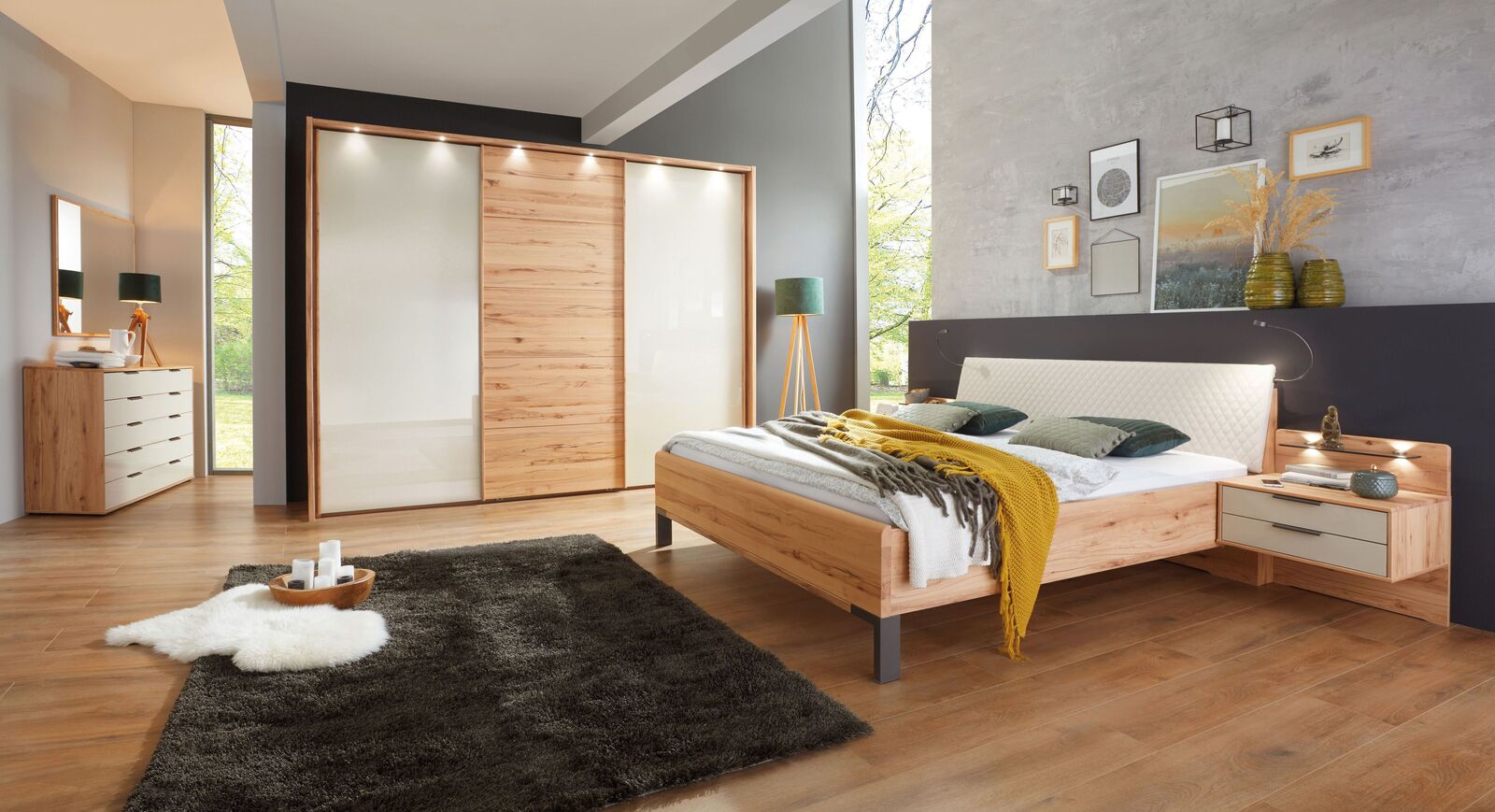 Komplett-Schlafzimmer Leandra mit modernen Möbeln
