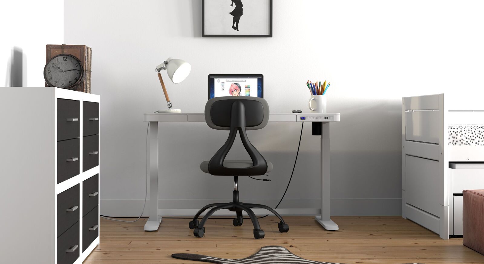 LIFETIME Schreibtisch Rise und Bürostuhl Sunny in kindgerechtem Design
