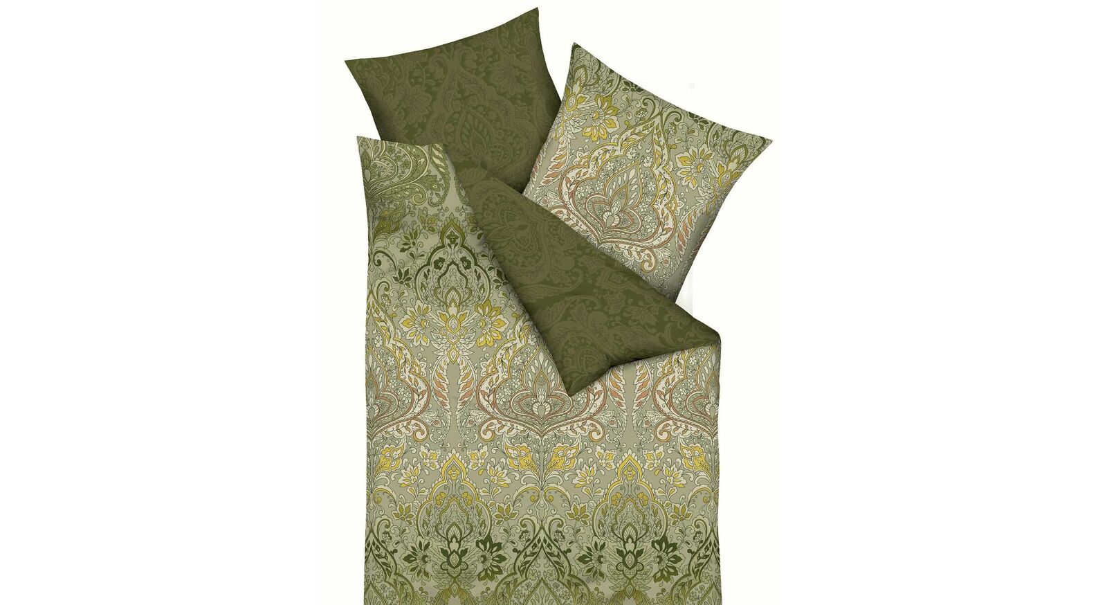 Mako-Satin Bettwäsche Vert Fleuron aus reiner Baumwolle