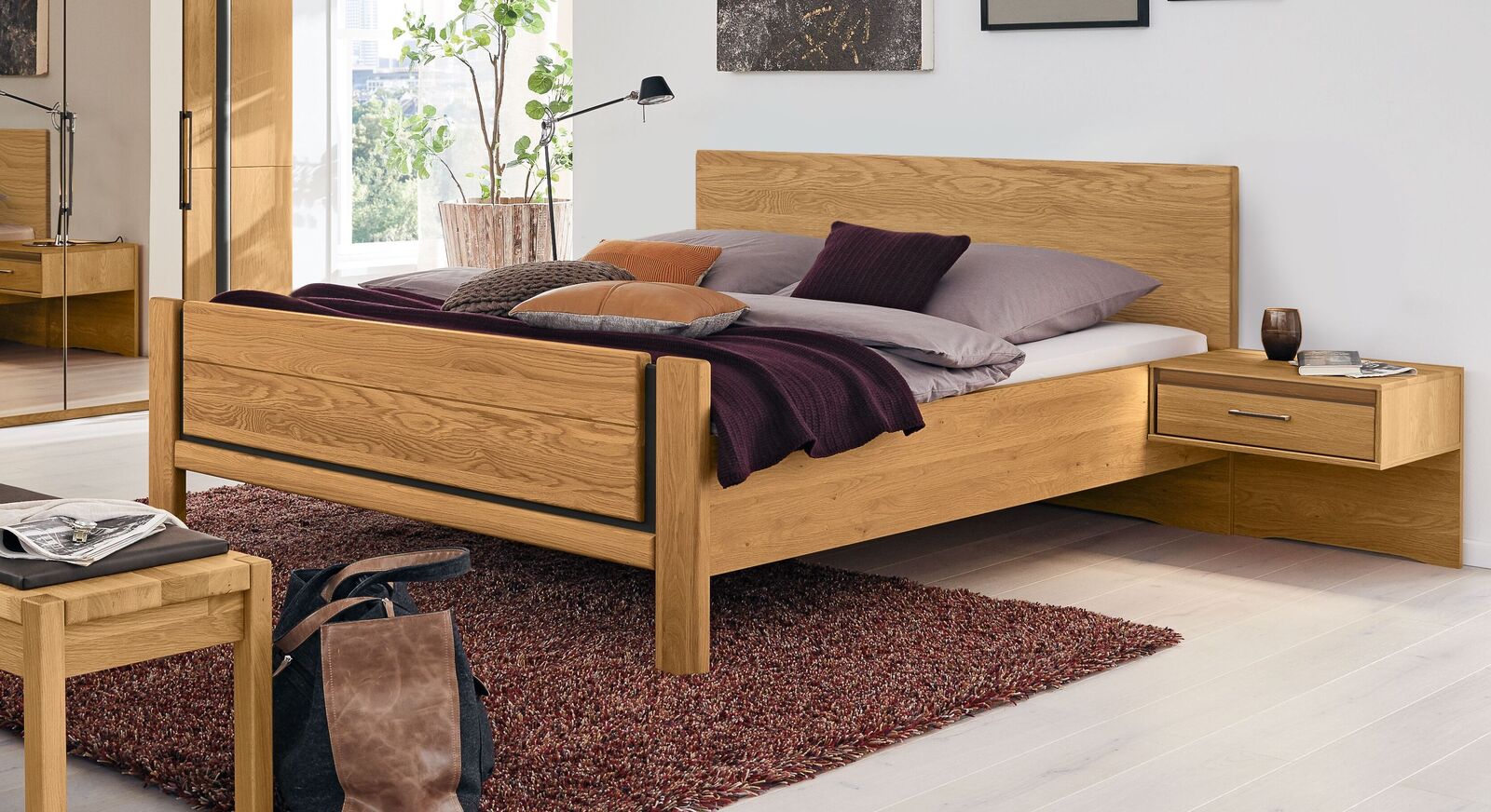 Elegantes MUSTERRING Bett Sorrent aus teilmassivem Eichenholz