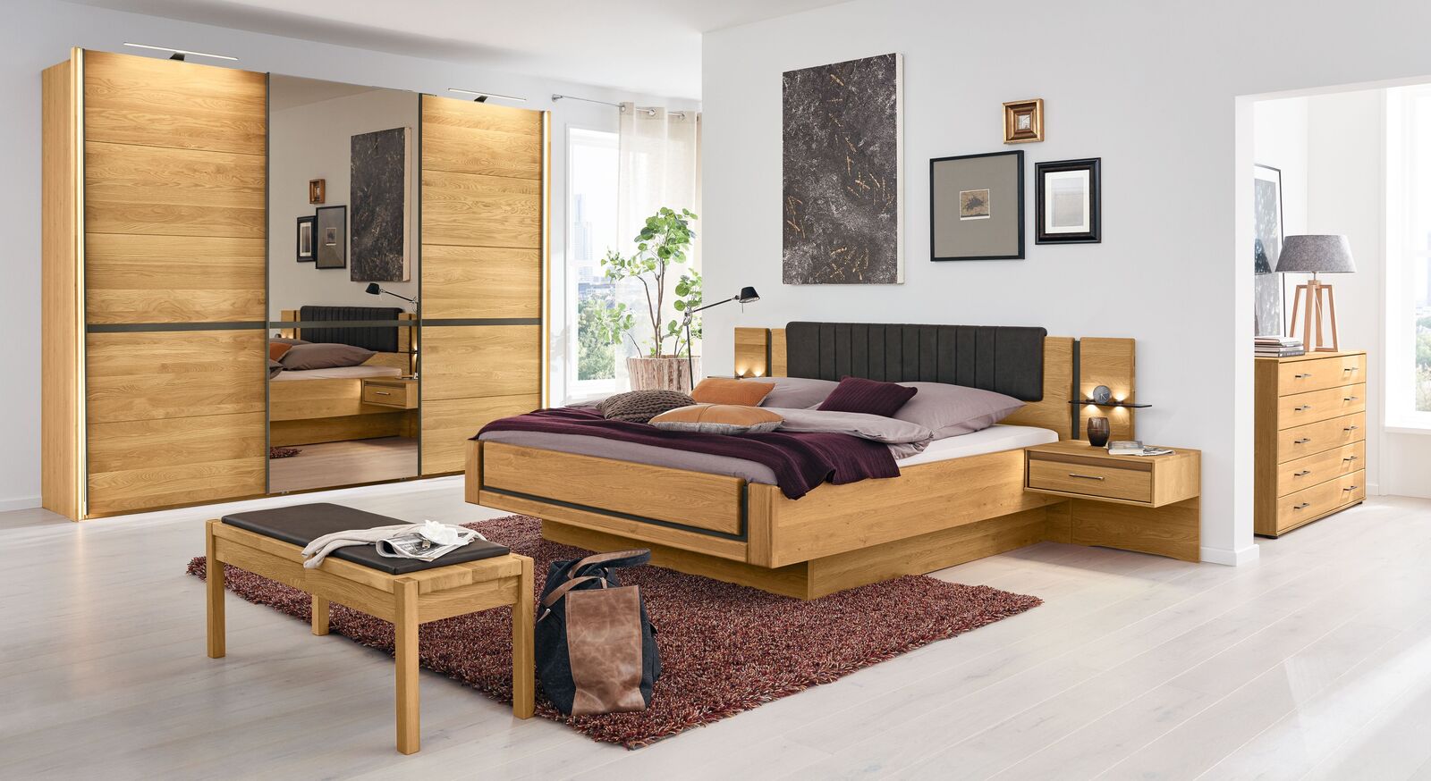 Klassisches MUSTERRING Schlafzimmer Sorrent aus teilmassivem Eichenholz