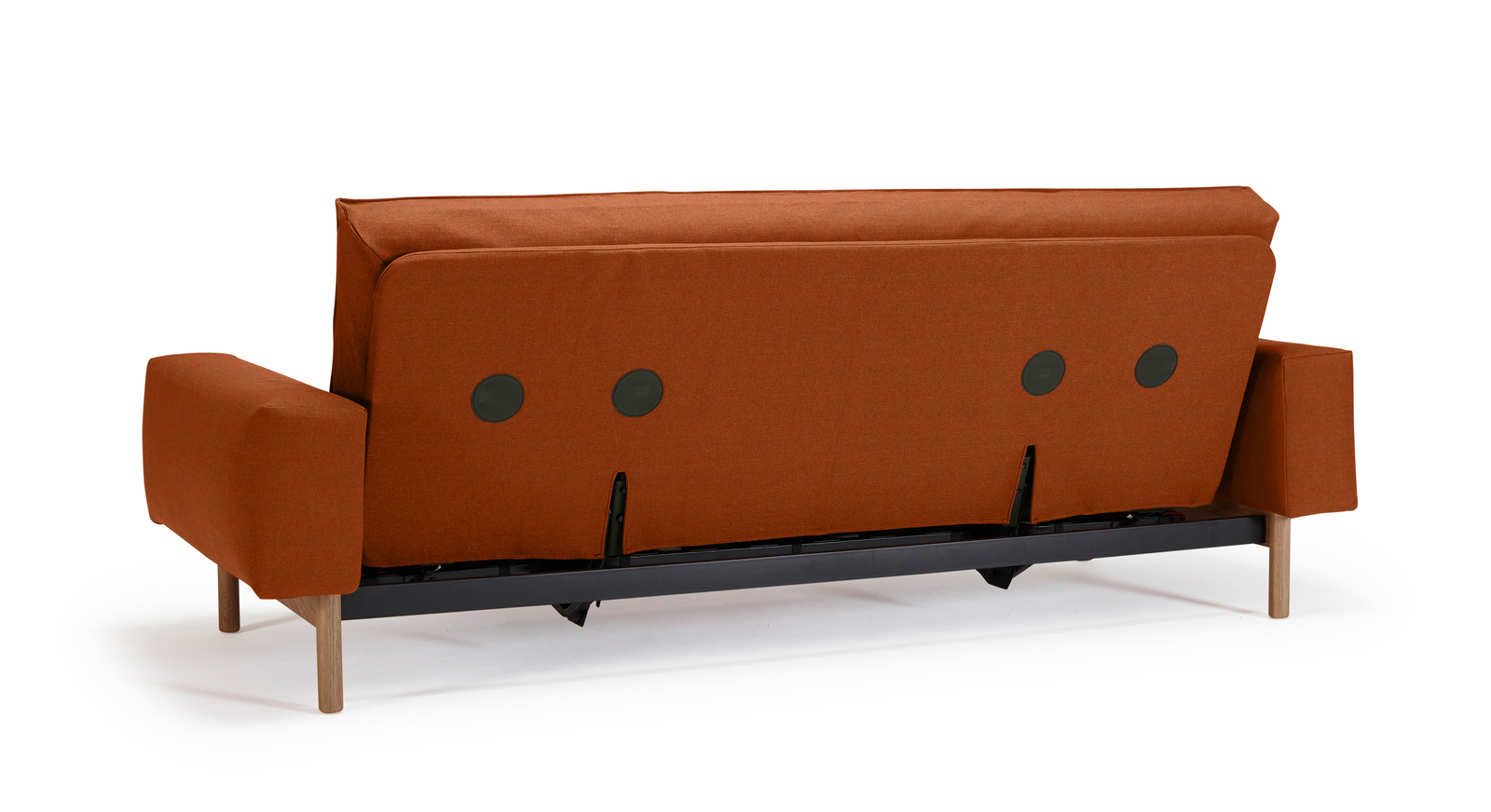 Schlafsofa Nereto mit mattschwarzem Sofagestell aus Edelstahl