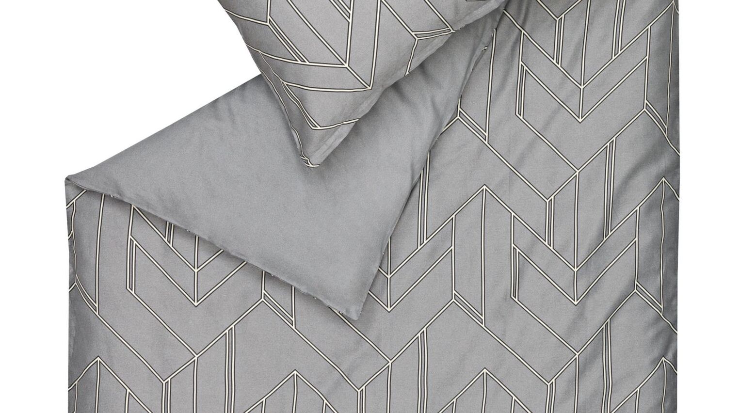 Mako-Satin-Bettwäsche Schöner Wohnen Anouk Grau mit symmetrischem Muster