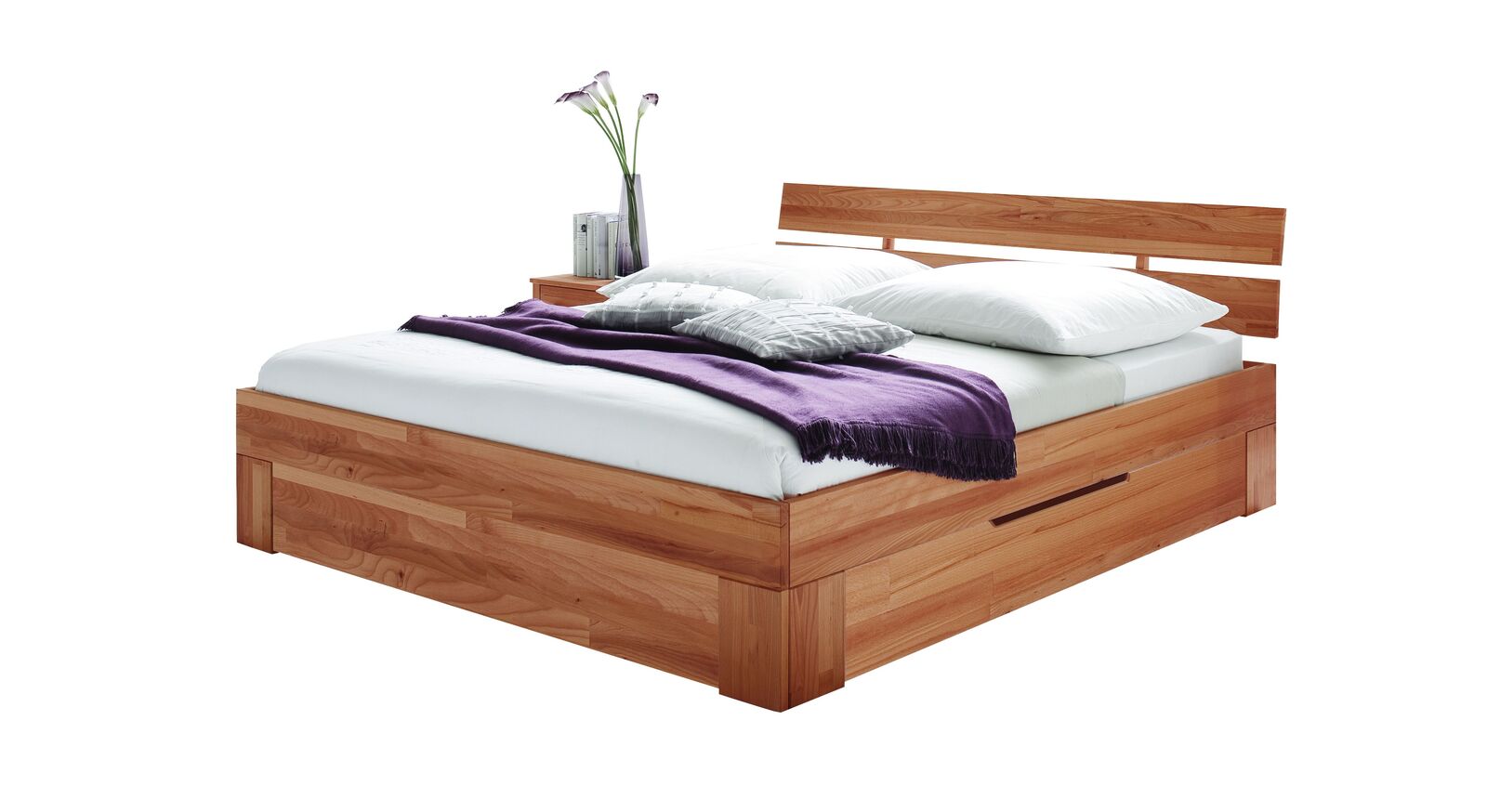 Schubkasten-Bett Halvar aus robustem Massivholz