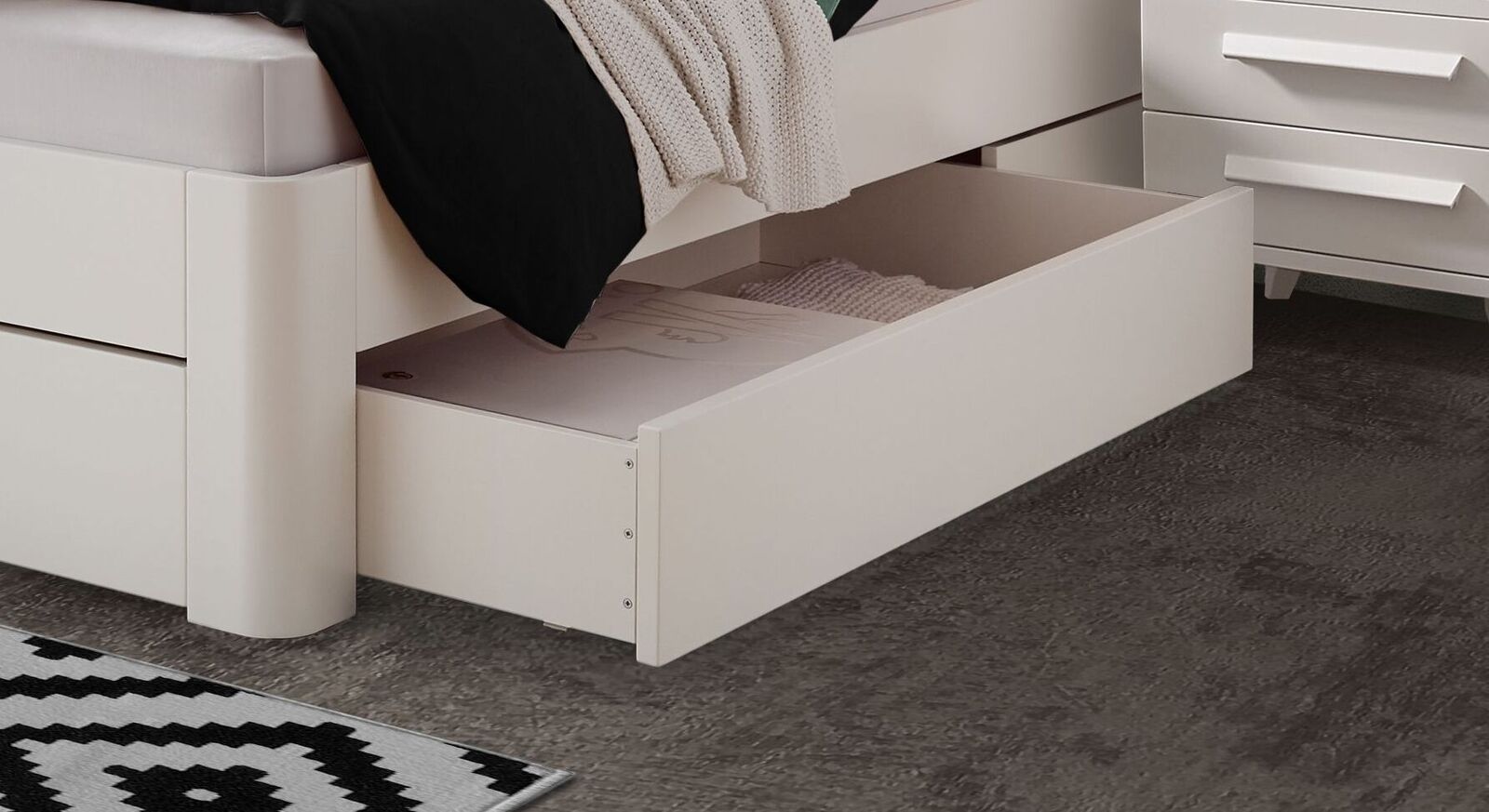 Schubkasten-Doppelbett Nimario mit Komfort-Liegehöhe