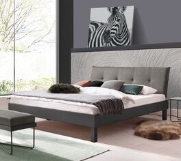 Modernes Bett Mauno in stilvollem Materialmix