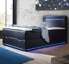 Bettkasten-Boxspringbett Xaya mit 140 cm Breite und LED-Beleuchtung
