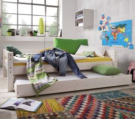 Stabiles Ausziehbett Kids Dreams mit 2 Schlafplätzen in Weiß