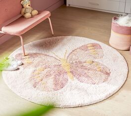 Runder LIFETIME Teppich Butterflies für Mädchenzimmer