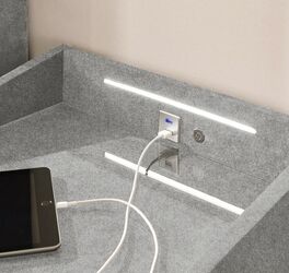 Praktischer Nachttisch Cody mit USB-Anschlüssen und Beleuchtung