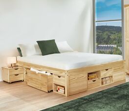 Schubkasten-Doppelbett Oslo aus massiver Kiefer
