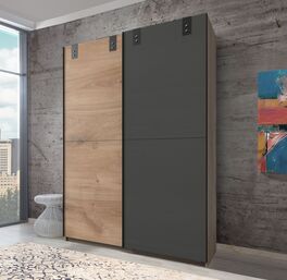 Schwebetüren-Kleiderschrank Nolan mit graphitfarbener Tür
