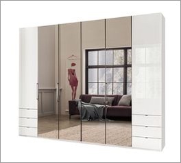 Spiegel-Kleiderschrank Westville mit weißen Glas Türen