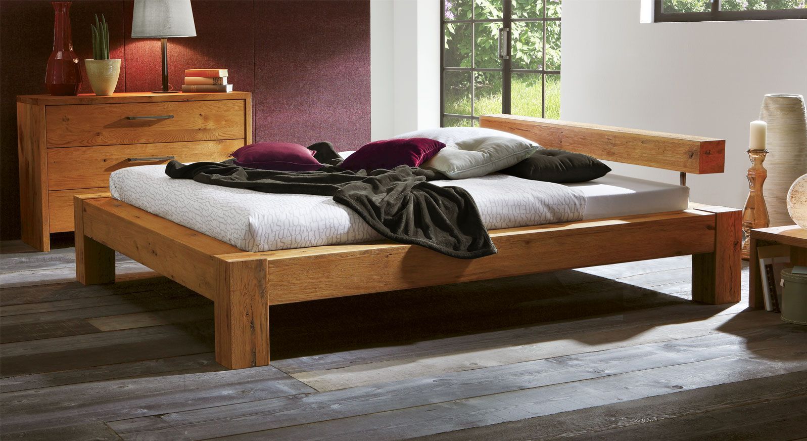 Möbel aus Wildeiche - Bett Rustico mit 20cm Fußhöhe