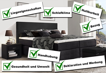 Boxspringbett mit Testkriterien