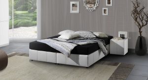 Komfortables Boxspringbett ohne Kopfteil mit Kunstleder in Weiß oder Schwarz - Boxspringliege Athen nicht nur für Studentenzimmer ein echter Gewinn.