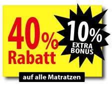 40 Prozent Rabatt auf alle Matratzen