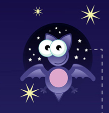 Fledermaus mit Sternenhimmel