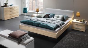 Hochwertiges Bett in Schwebeoptik Cesena für kleine Schlafzimmer in der Studentenwohnung.